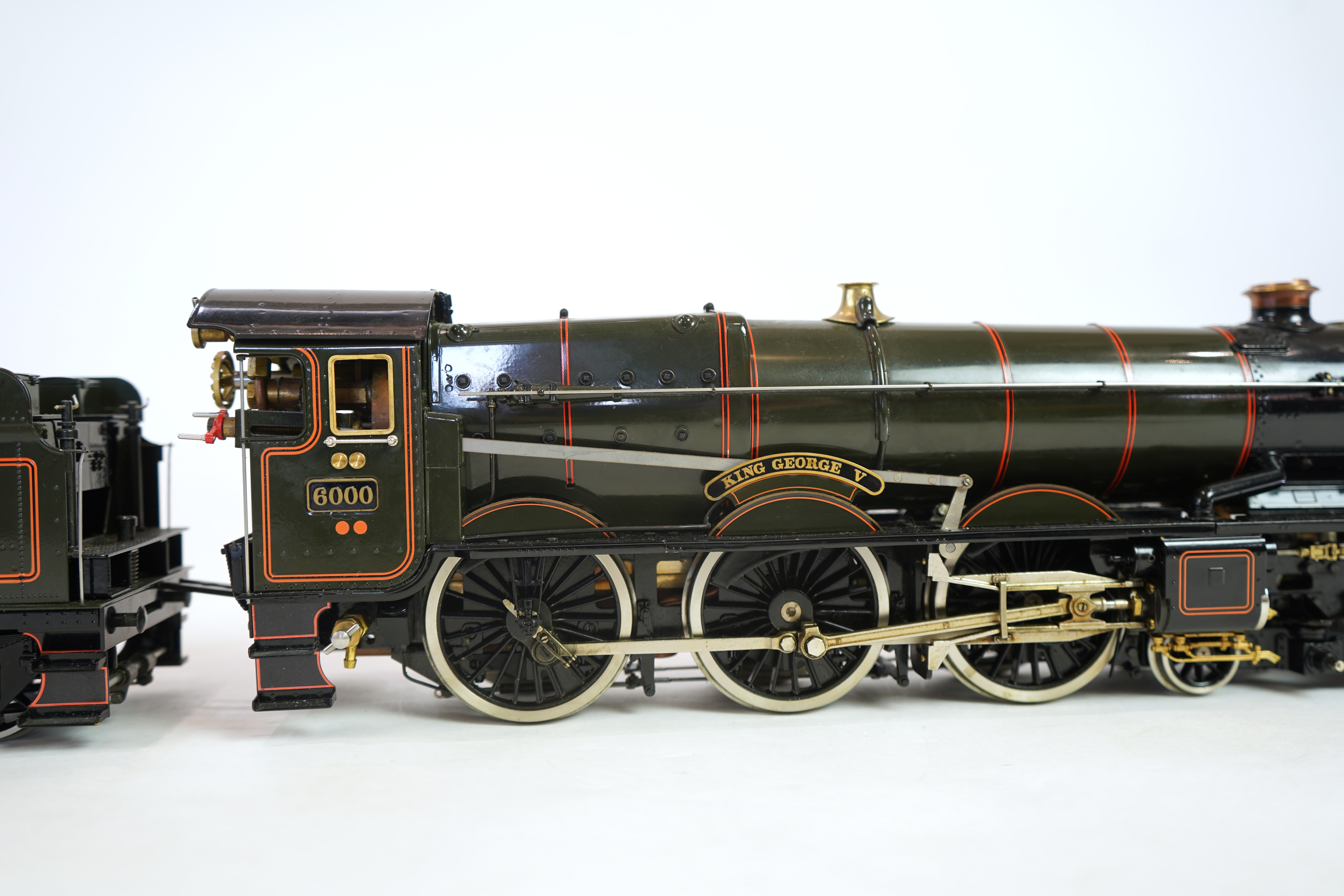 A Gauge One Aster Hobbies live steam GWR King Class, 4-6-0 tender locomotive, King George V 6000, with spirit fired working four cylinder motion, with assembly and operating instructions.